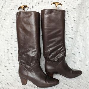 VTG Vero Cuoio Made Italy Lavorazione Artigiano High Brown Leather Boots 10 /9.5